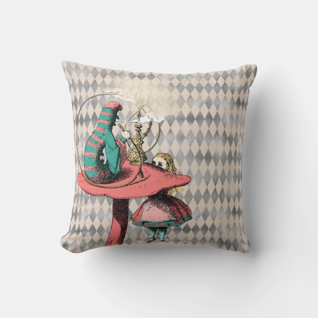 Alice and the Caterpillar Throw Pillow (Front)