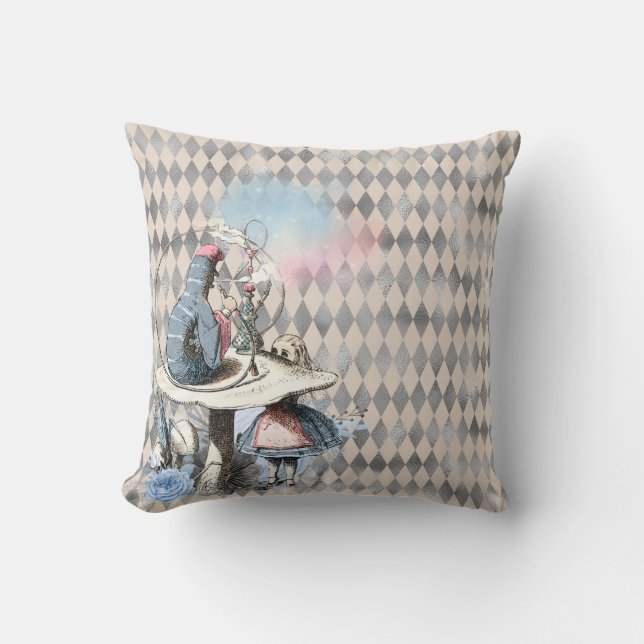 Alice and the Caterpillar  Throw Pillow (Front)