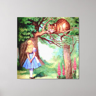 Alice and the Cheshire Cat in Wonderland Canvas Print