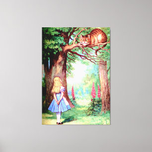 Alice and the Cheshire Cat in Wonderland Canvas Print