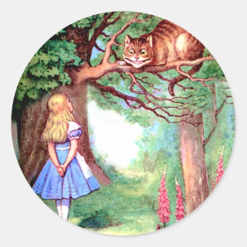 Alice and The Cheshire Cat in Wonderland Classic Round Sticker