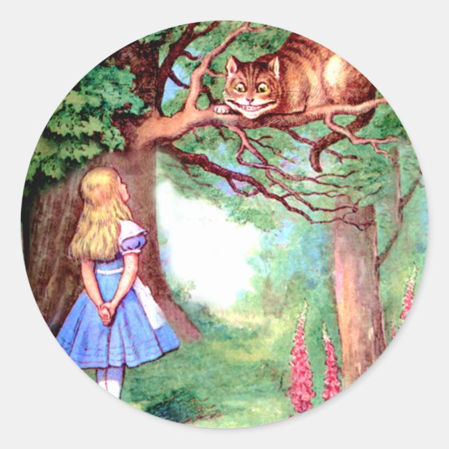 Alice and The Cheshire Cat in Wonderland Classic Round Sticker (Front)