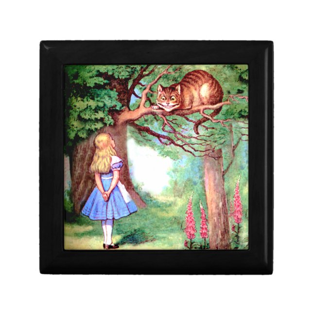 Alice and The Cheshire Cat in Wonderland Keepsake Box (Front)