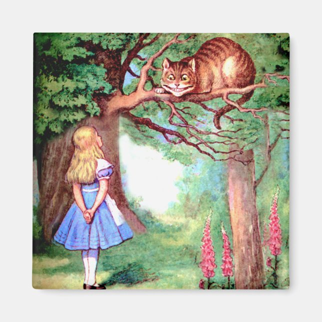 Alice and the Cheshire Cat in Wonderland Magnet (Front)