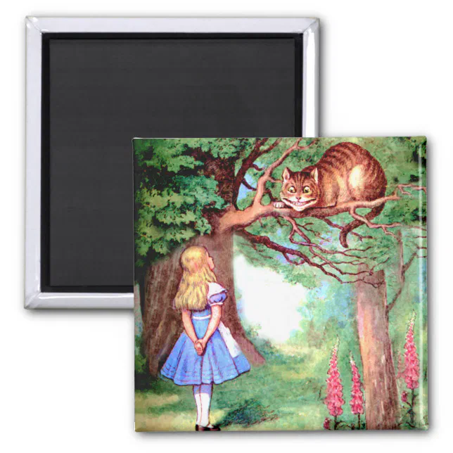 Alice in Wonderland, Alice and Cheshire Cat available as Framed