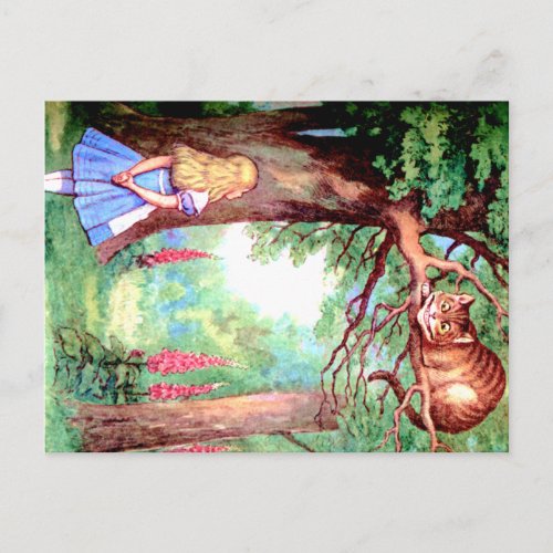 Alice and The Cheshire Cat in Wonderland Postcard