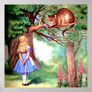 Alice and the Cheshire Cat in Wonderland Poster