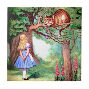 Alice and The Cheshire Cat in Wonderland Tile
