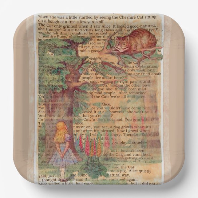 Alice and the .Cheshire Cat Paper Plates (Front)