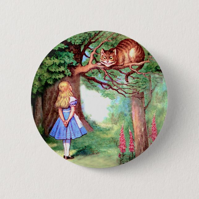 ALICE  AND THE CHESHIRE CAT PINBACK BUTTON (Front)