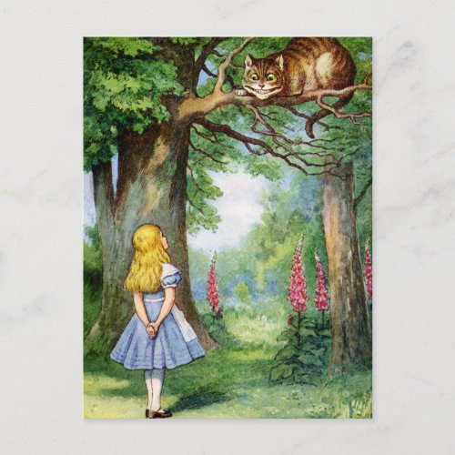 ALICE AND THE CHESHIRE CAT POSTCARD