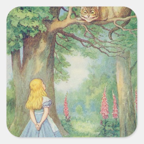 Alice and the Cheshire Cat Square Sticker