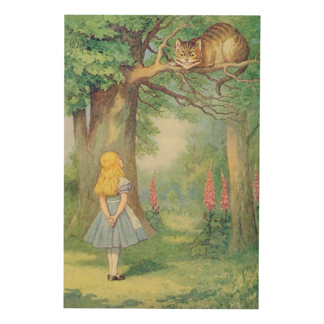 Alice and the Cheshire Cat Wood Wall Art (Front)
