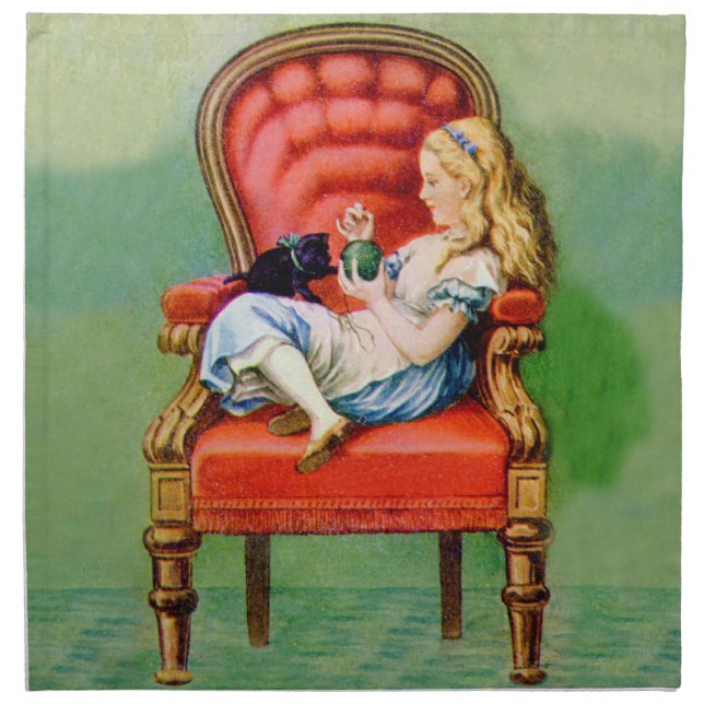 Alice and the Dinah the Cat in the Big Red Chair Napkin (Front)