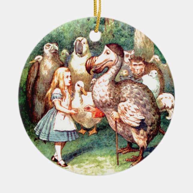 Alice and The Dodo Bird in Wonderland Ceramic Ornament (Front)