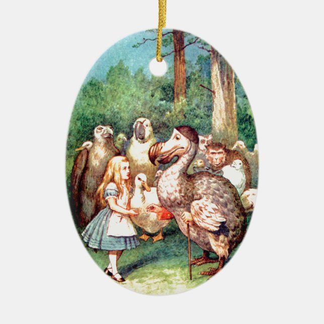 Alice and The Dodo Bird in Wonderland Ceramic Ornament (Front)