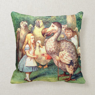 Alice and the Dodo Bird in Wonderland Throw Pillow