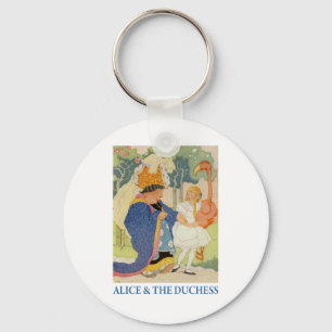 Alice and the Duchess play Flamingo Croquet Keychain