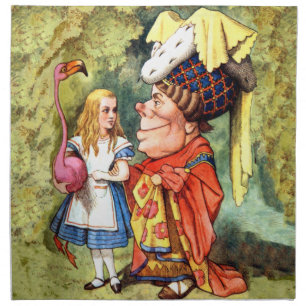 Alice and the Duchess Play Flamingo Croquet Napkin