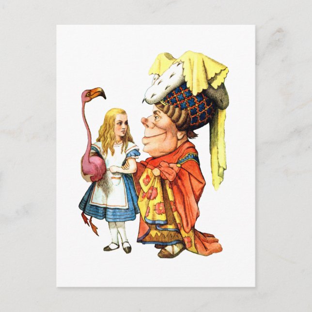 Alice and The Duchess Play Flamingo Croquet Postcard (Front)