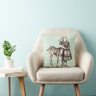 Alice and the Fawn Throw Pillow