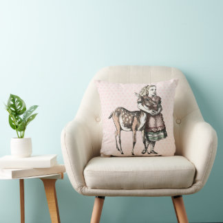 Alice and the Fawn Throw Pillow