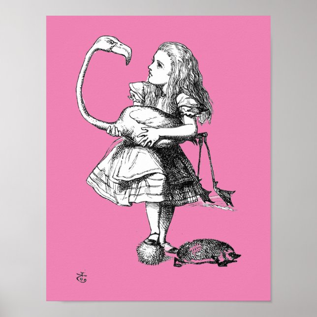 Alice and the Flamingo ( pink bkgrd ) Poster (Front)