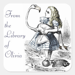 Alice and the Flamingo Square Sticker