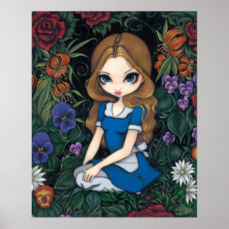Alice and the Flowers Art Print - in Wonderland