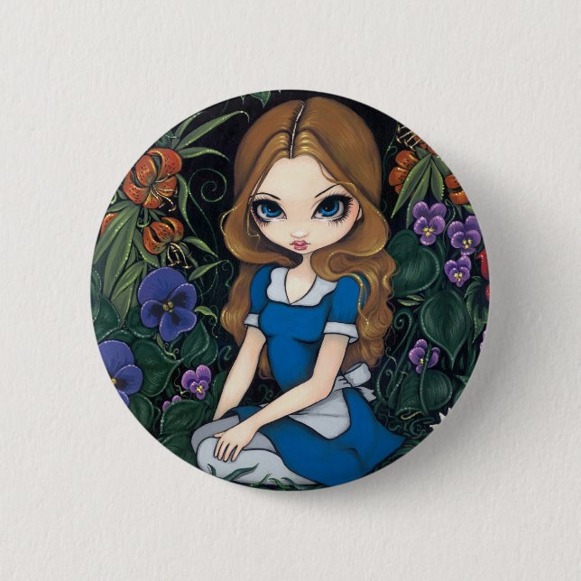 "Alice and the Flowers" Button (Front)