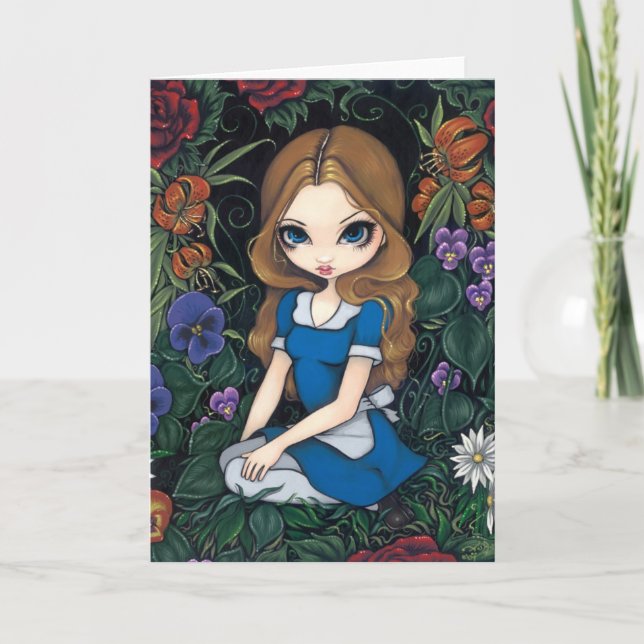 "Alice and the Flowers" Greeting Card (Front)