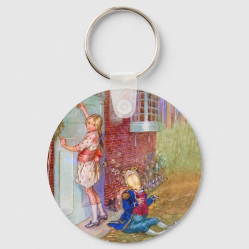 Alice and The Frog Footman At The Duchess Doorway Keychain
