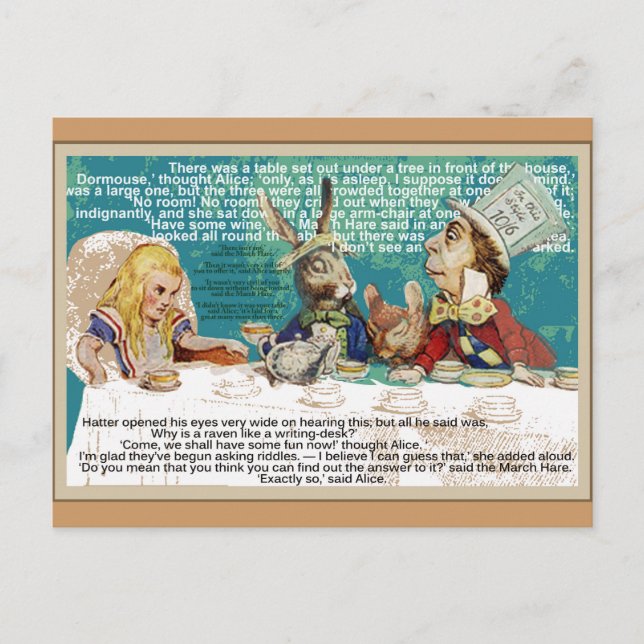 Alice and the Mad Hatter Tea Party Invitation Postcard (Front)
