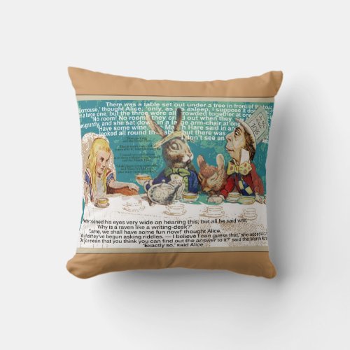 Alice and the Mad Hatter Tea Party Throw Pillow