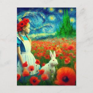 Alice and the Rabbit Enter Oz Fantasy Postcard