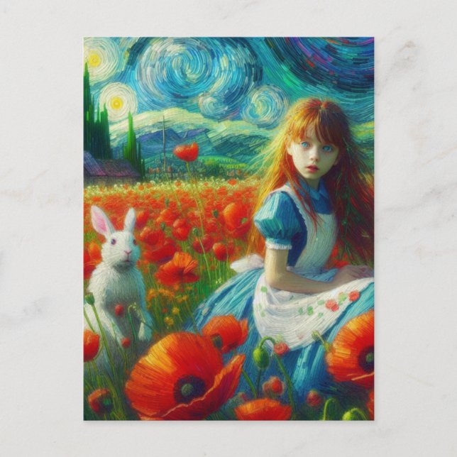 Alice and the Rabbit Enter Oz Van Gogh Fantasy  Postcard (Front)