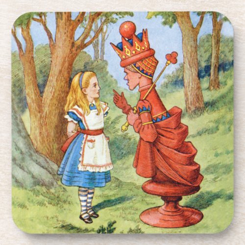 Alice and the Red Queen in Wonderland Beverage Coaster