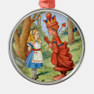 Alice and the Red Queen in Wonderland Metal Ornament