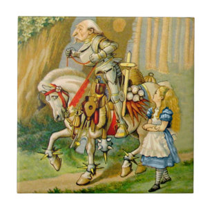 Alice and The White Knight in Wonderland Ceramic Tile