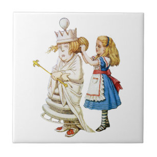 Alice and the White Queen in Wonderland Ceramic Tile