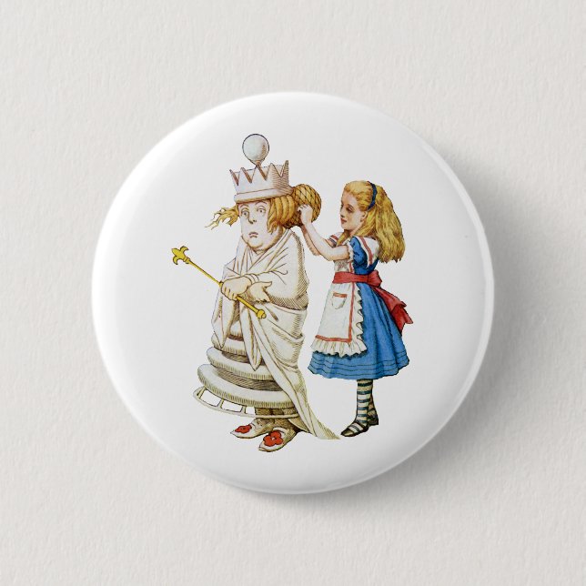 ALICE AND THE WHITE QUEEN PINBACK BUTTON (Front)