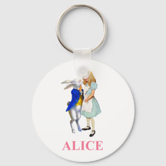 Alice and The White Rabbit in Wonderland Keychain