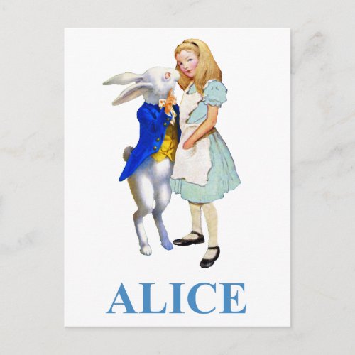 Alice and The White Rabbit in Wonderland Postcard