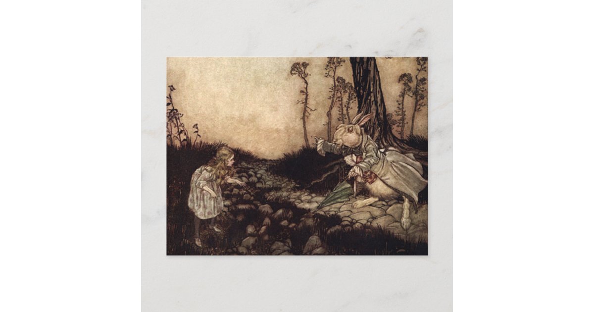 White Rabbit Postcard Alice and the White Rabbit Postcard | Zazzle