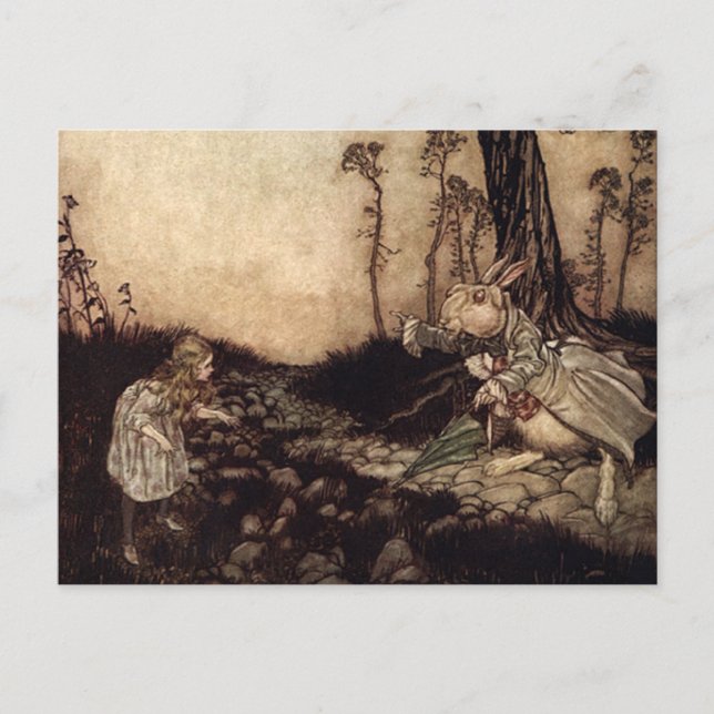 Alice and the White Rabbit Postcard (Front)