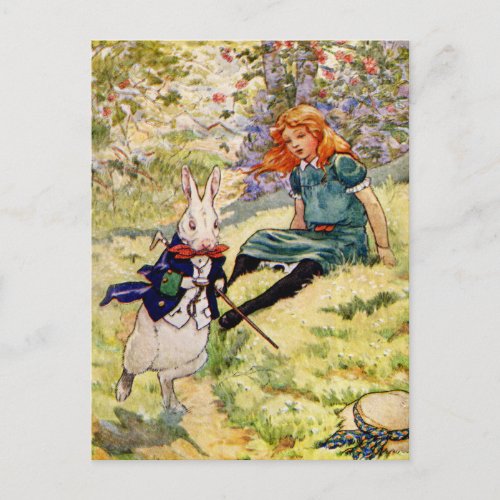 ALICE AND THE WHITE RABBIT POSTCARD