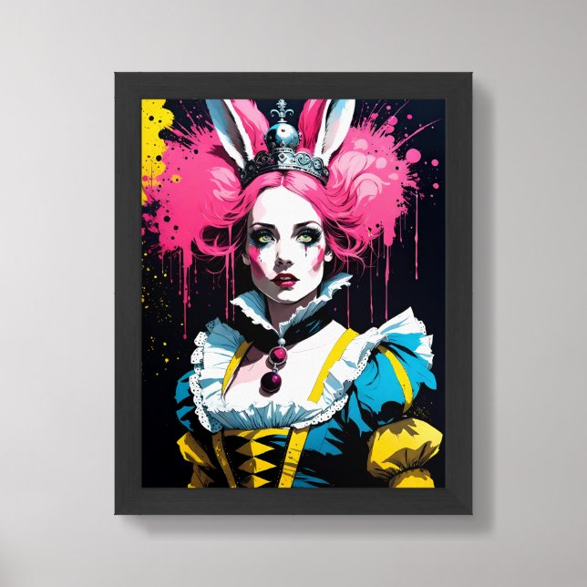 Alice as the Rabbit With Pink Hair Framed Art (Framed Front)