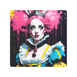 Alice as the Rabbit With Pink Hair Metal Print
