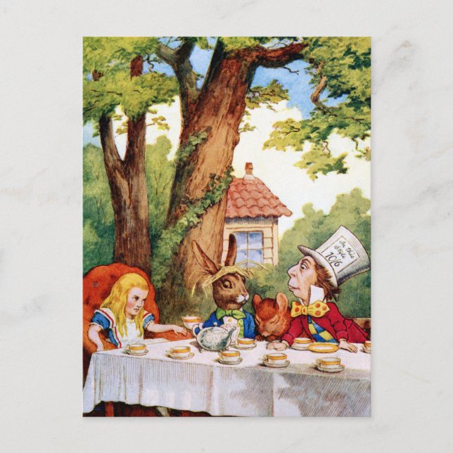 Alice at the Mad Hatter's Tea Party in Wonderland Postcard (Front)