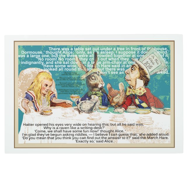 Alice at the Mad Hatter's tea party Metal Print (Front)